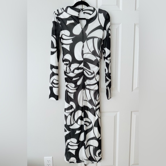 Farm Rio Long Sleeve Printed Slim Mesh Dress - Picture 10 of 12